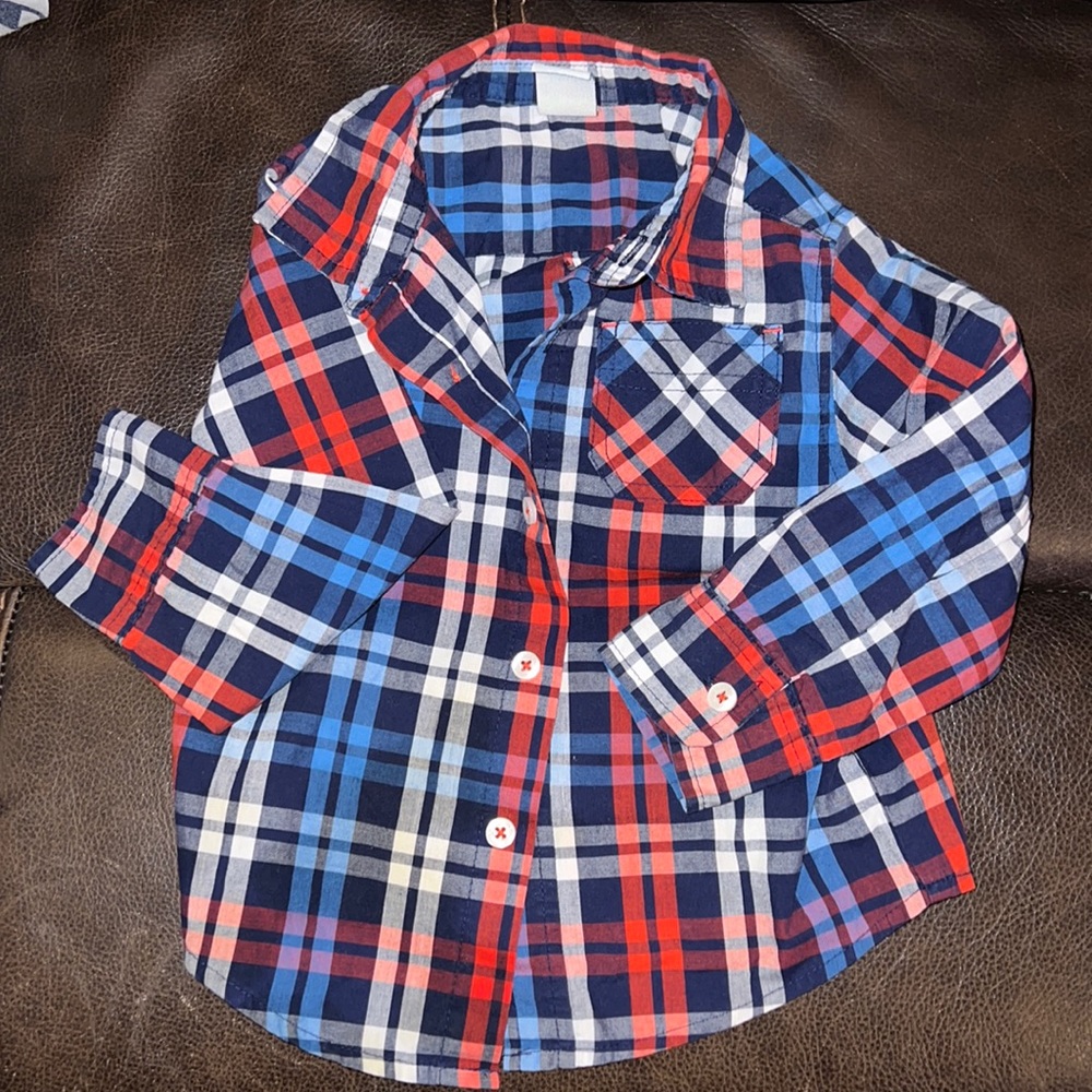 NWOT 2T plaid long sleeve button down